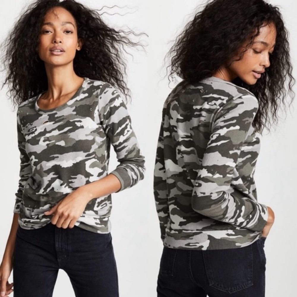 Chaser Camouflage Cozy Pullover Knit Top Size Medium - Picture 4 of 10